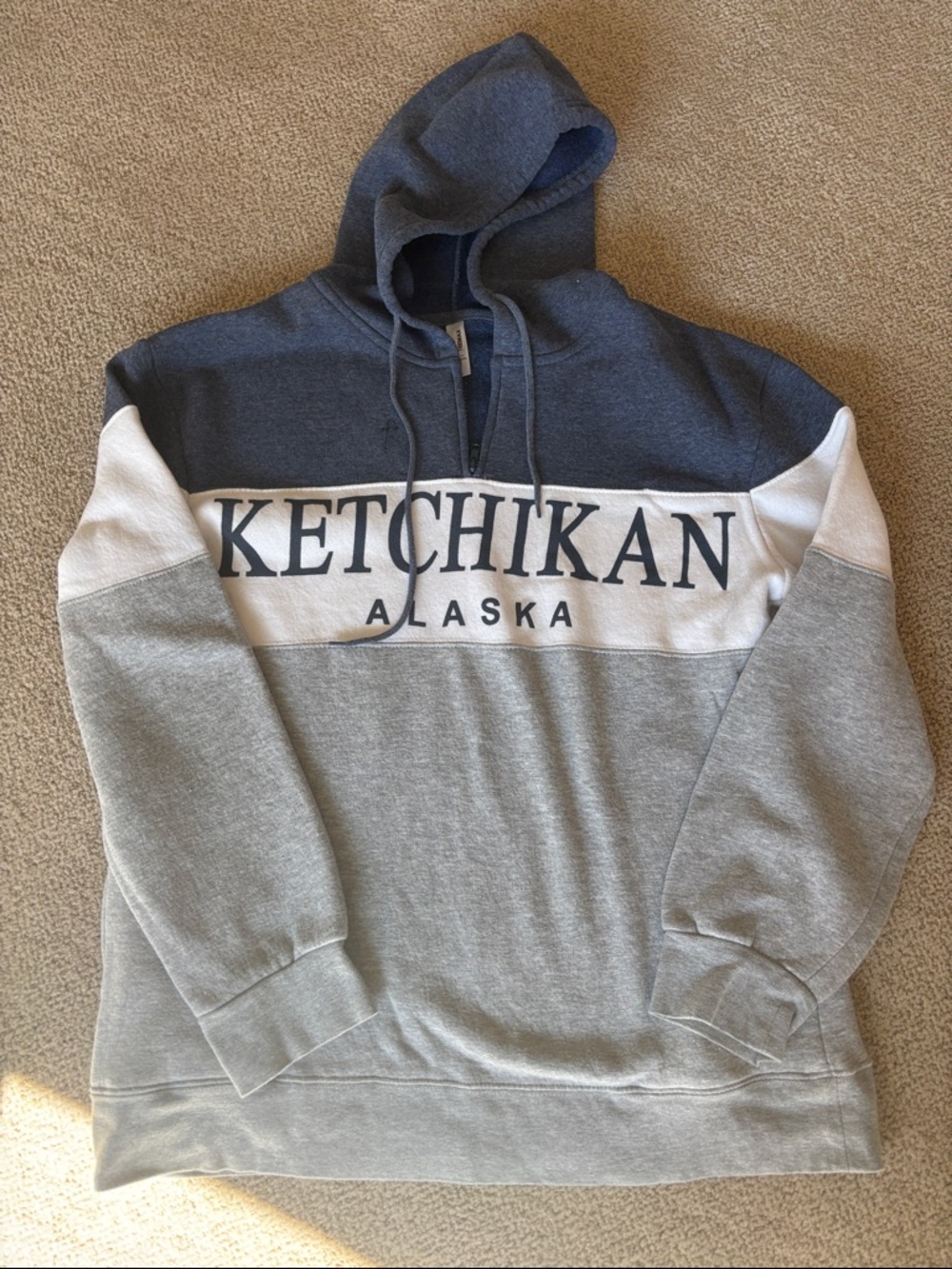 Ketchikan Alaska Colorblock Hooded Sweatshirt - Navy/White/Gray